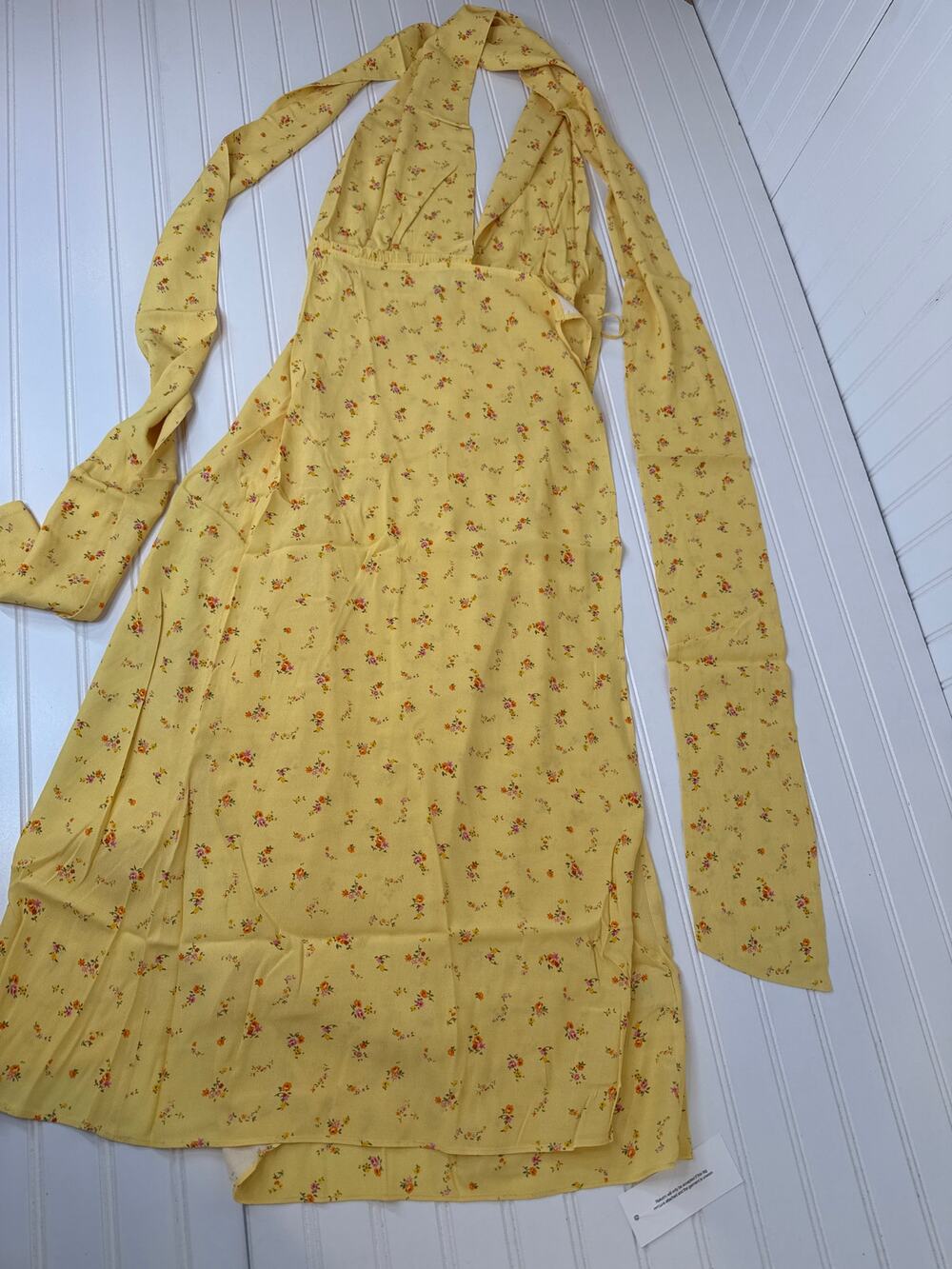 NWT Rumored Sirena Midi Wrap Dress Windswept Floral Halter Slit Womens Size S